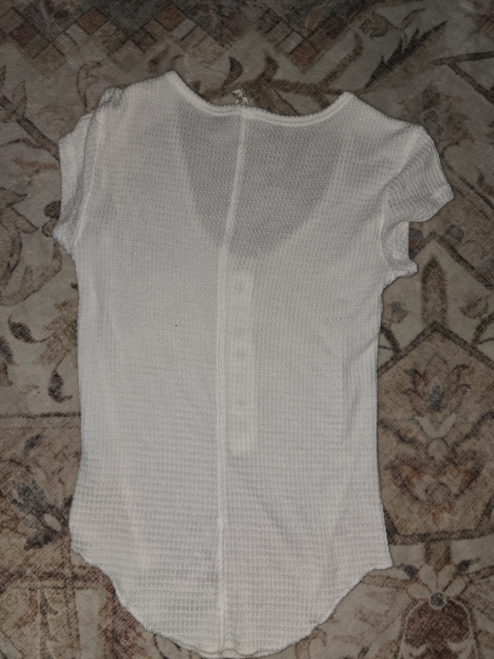Free People White Waffle Knit Short-Sleeve Henley - Picture 3 of 3